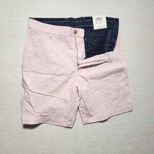 NEW Tailor Byrd Collection Men’s Flat Front Chino Shorts Size 32 Cotton Lt Pink
